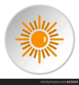 Sun icon in flat circle isolated on white vector illustration for web. Sun icon circle