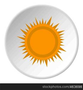 Sun icon in flat circle isolated vector illustration for web. Sun icon circle