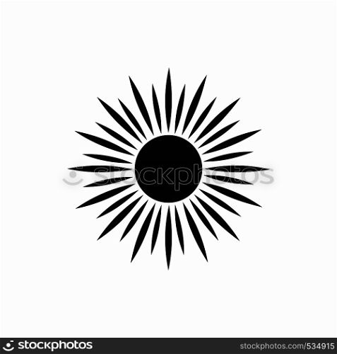 Sun icon in simple style isolated on white background. Summer and heat symbol. Sun icon, simple style