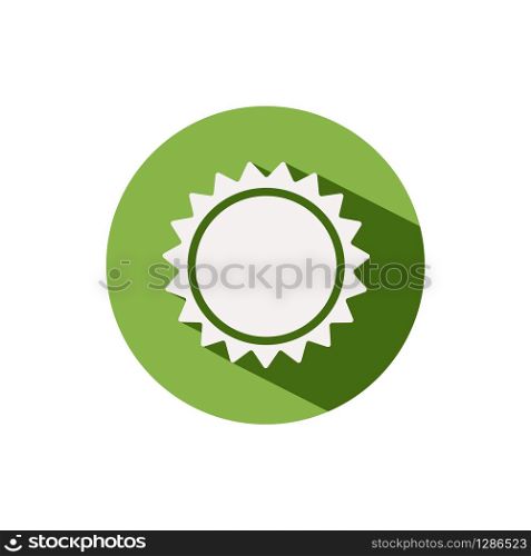 Sun. Icon on a green circle. Weather glyph vector illustration