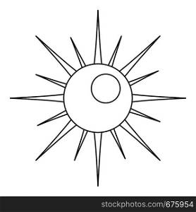 Sun icon. Outline illustration of sun vector icon for web. Sun icon, outline style.