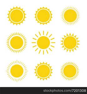 sun icon set summer graphic symbol vector illustration