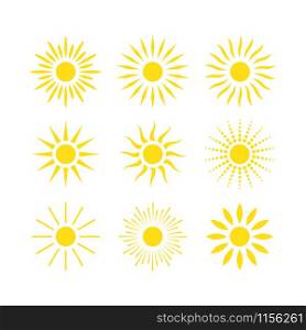 Sun icon set vector illustration isolated on white background