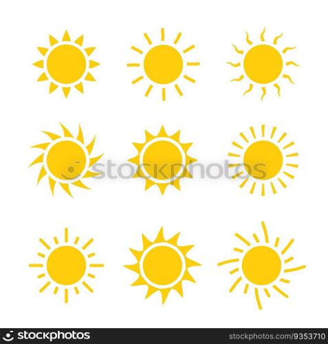 Sun icon set vector illustration. Sun collection design summer yellow sign.. Sun icon set vector illustration. Sun collection design summer yellow sign