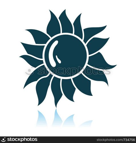 Sun Icon. Shadow Reflection Design. Vector Illustration.