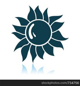 Sun Icon. Shadow Reflection Design. Vector Illustration.