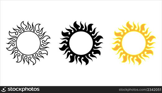 Sun Icon, Solar Planet Icon, Star Of Solar System Vector Art Illustration