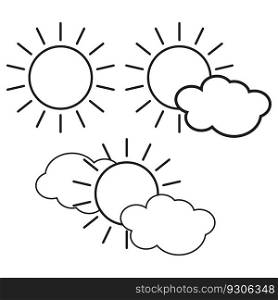 Sun icon. The sun is behind the cloud, the sun is near the cloud.l Vector illustration. EPS 10.. Sun icon. The sun is behind the cloud, the sun is near the cloud. Vector illustration.
