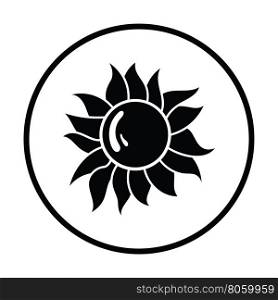 Sun icon. Thin circle design. Vector illustration.