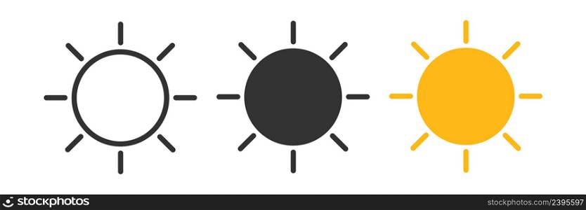 Sun icon. Web object illustration symbol. Sign solar vector.