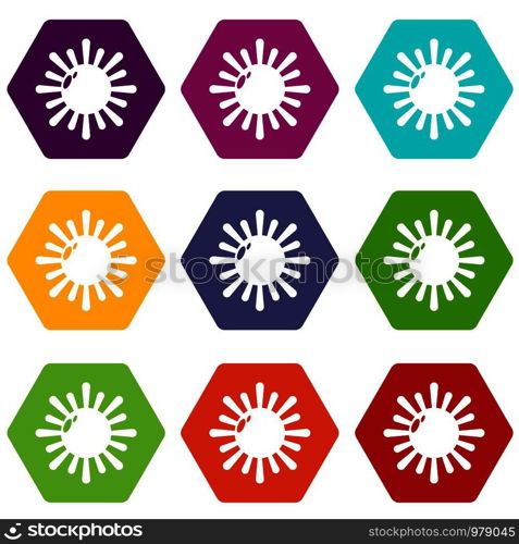 Sun icons 9 set coloful isolated on white for web. Sun icons set 9 vector