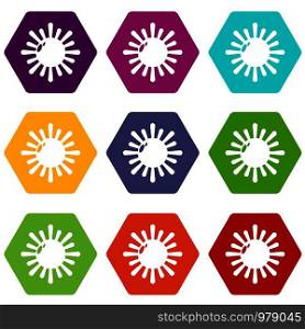 Sun icons 9 set coloful isolated on white for web. Sun icons set 9 vector