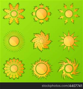 Sun icons2. Set of icons on a sun theme. A vector illustration