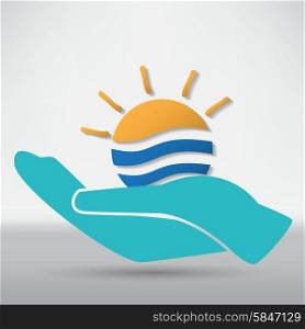 Sun in hand creative idea