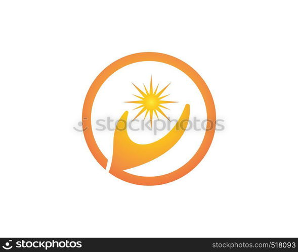 sun in hand logo design