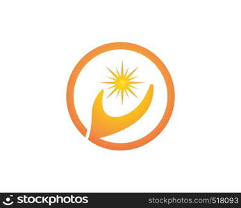 sun in hand logo design