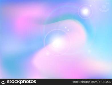 Sun light and clounds soft pastel color background. Fantasy magical sunny sky with colorful cloudy. Vector illustration