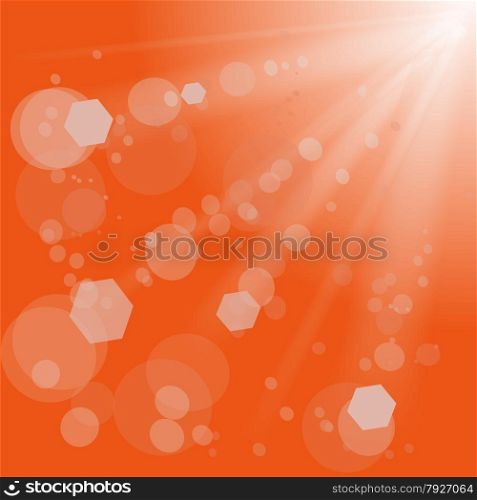 Sun Lights on Orange Background. Orange Summer Sun Light Burst.. Sun Light Burst