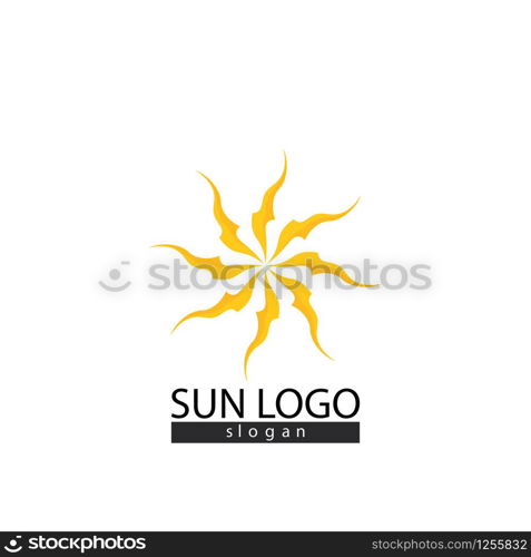 Sun logo and symbols star icon web Vector