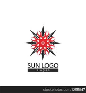 Sun logo and symbols star icon web Vector