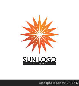 Sun logo and symbols star icon web Vector