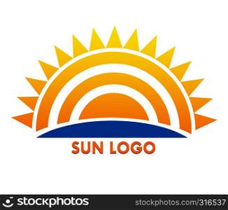 Sun logo, flat design, simple color image
