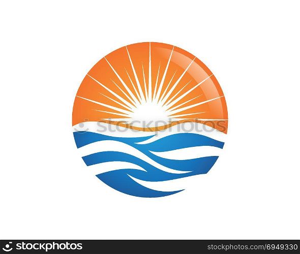 sun Logo Icon Vector Template.Sun over horizon