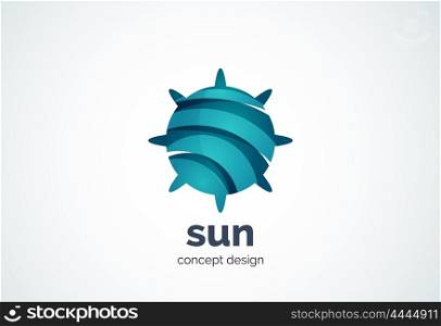 Sun logo template, shining star concept - geometric minimal style, created with overlapping curve elements and waves. Corporate identity emblem, abstract business company branding element