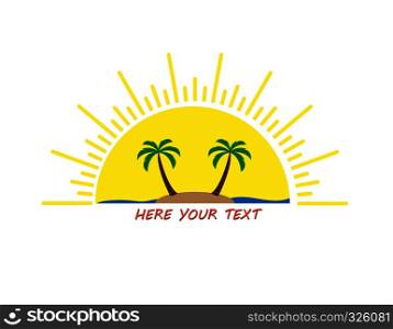 Sun logo with space for your lettering, flat design, color image