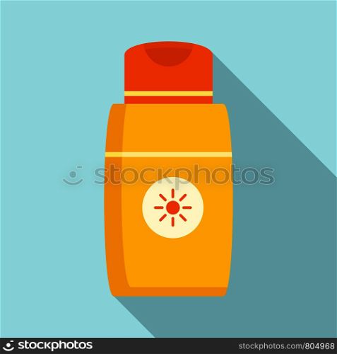 Sun lotion icon. Flat illustration of sun lotion vector icon for web design. Sun lotion icon, flat style