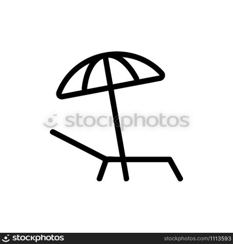 Sun lounger and umbrella icon vector. A thin line sign. Isolated contour symbol illustration. Sun lounger and umbrella icon vector. Isolated contour symbol illustration