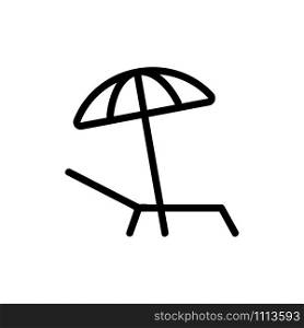 Sun lounger and umbrella icon vector. A thin line sign. Isolated contour symbol illustration. Sun lounger and umbrella icon vector. Isolated contour symbol illustration