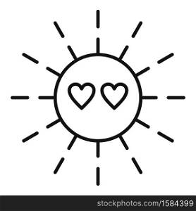 Sun love affection icon. Outline sun love affection vector icon for web design isolated on white background. Sun love affection icon, outline style