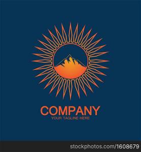 Sun Mountain Logo Icon Design - stock illustration