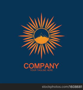 Sun Mountain Logo Icon Design - stock illustration