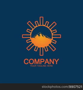 Sun Mountain Logo Icon Design - stock illustration