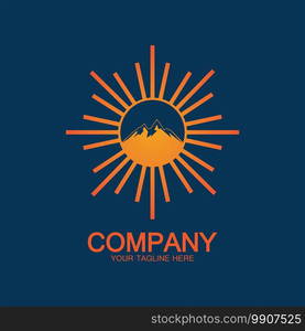 Sun Mountain Logo Icon Design - stock illustration