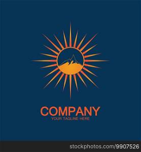Sun Mountain Logo Icon Design - stock illustration