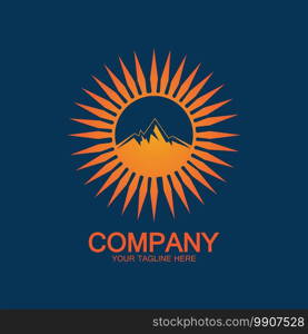 Sun Mountain Logo Icon Design - stock illustration