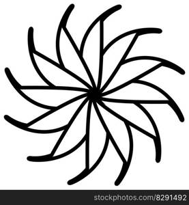 Sun or flower shape outline isolated on white. Circular shape with petals. Vector clipart.. Sun or flower shape outline isolated on white. Circular shape with petals. Clipart.