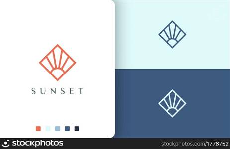 sun or solar logo in simple mono line and modern style