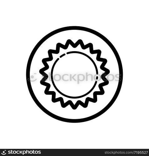 Sun. Outline icon in a circle. Isolated weather vector illustration