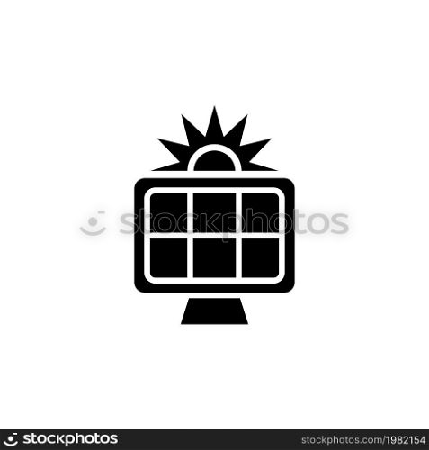 Sun Panel. Solar Energy. Flat Vector Icon. Simple black symbol on white background. Sun Panel. Solar Energy Flat Vector Icon