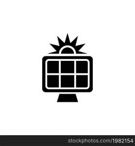 Sun Panel. Solar Energy. Flat Vector Icon. Simple black symbol on white background. Sun Panel. Solar Energy Flat Vector Icon