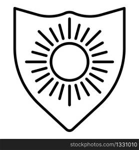 Sun protect shield icon. Outline sun protect shield vector icon for web design isolated on white background. Sun protect shield icon, outline style