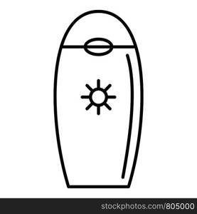 Sun protection bottle icon. Outline sun protection bottle vector icon for web design isolated on white background. Sun protection bottle icon, outline style