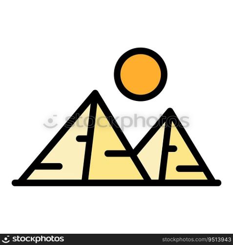 Sun pyramid icon outline vector. Ancient egypt. Giza sand color flat. Sun pyramid icon vector flat