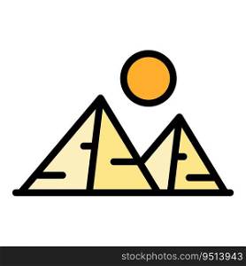 Sun pyramid icon outline vector. Ancient egypt. Giza sand color flat. Sun pyramid icon vector flat