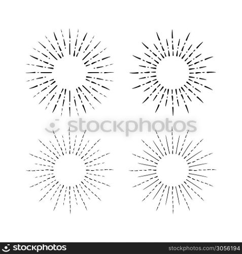 Sun rays images in Hand Drawing style on white background