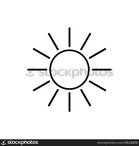 Sun rays, light rays linear drawing on white background. Vector illustration